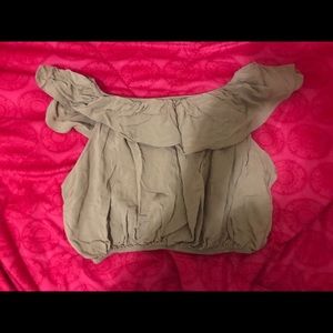 Over the shoulder tan cute top